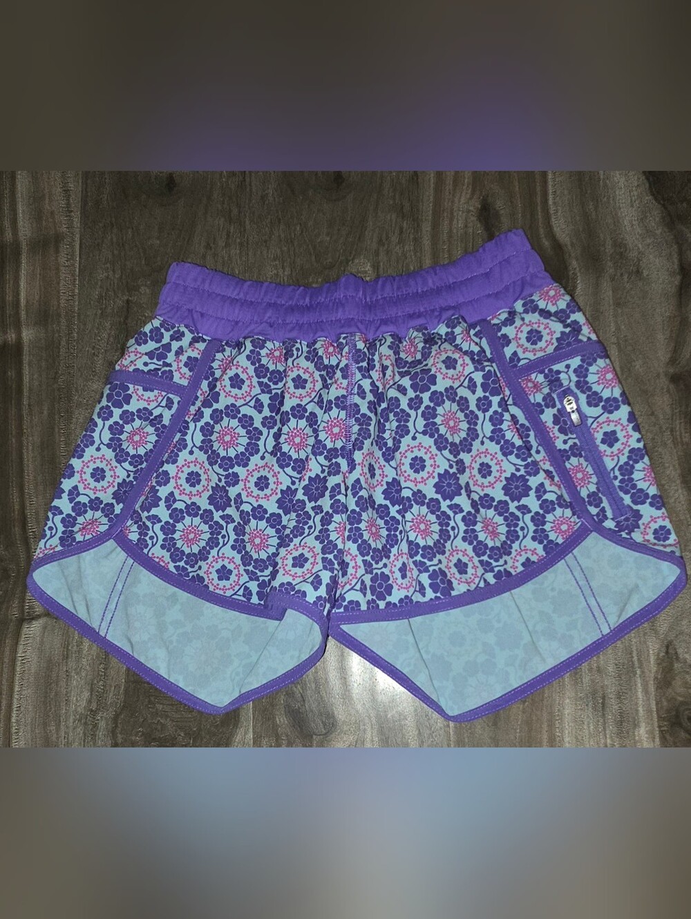 lululemon athletica Purple Floral Athletic Shorts 5"
